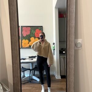 Frame Denim Taupe Faux Fur Pullover